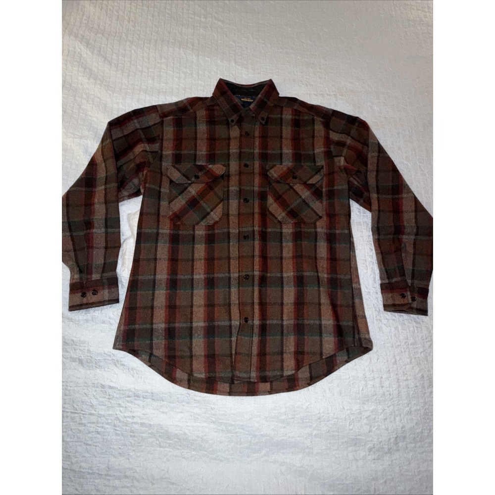 Woolrich Heavy Wool Men's Medium Plaid Button Front Long Sleeve Shirt